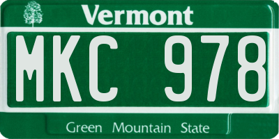 VT license plate MKC978
