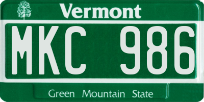 VT license plate MKC986
