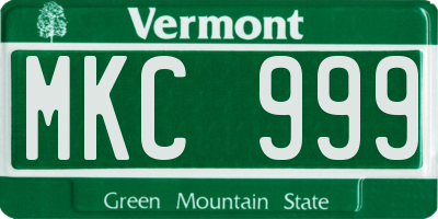VT license plate MKC999