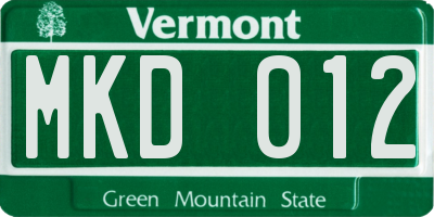 VT license plate MKD012