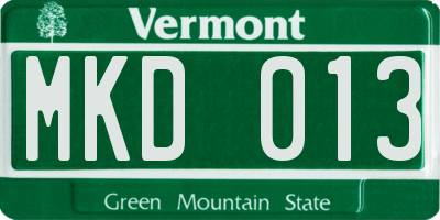 VT license plate MKD013