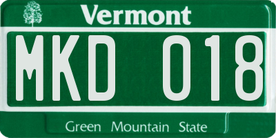 VT license plate MKD018