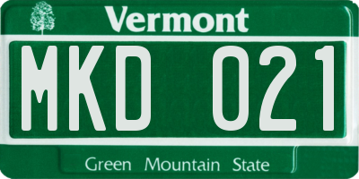 VT license plate MKD021