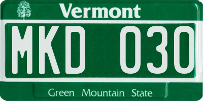 VT license plate MKD030