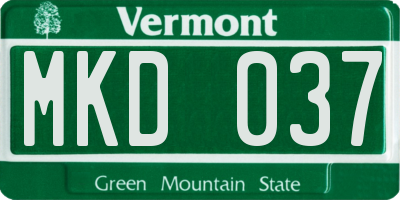 VT license plate MKD037