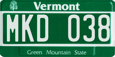 VT license plate MKD038