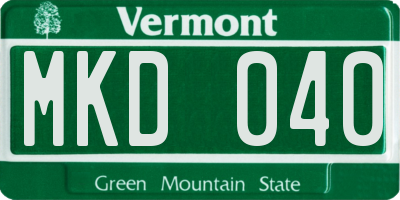 VT license plate MKD040