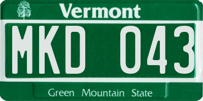 VT license plate MKD043