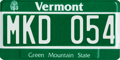 VT license plate MKD054