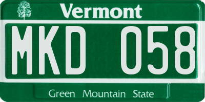 VT license plate MKD058