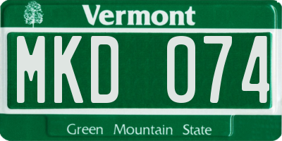 VT license plate MKD074