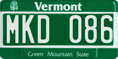 VT license plate MKD086