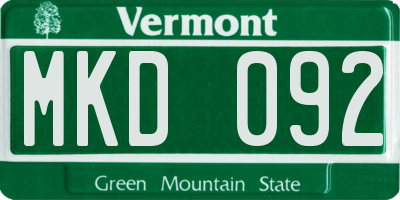 VT license plate MKD092