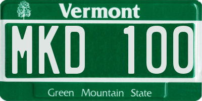 VT license plate MKD100