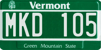 VT license plate MKD105