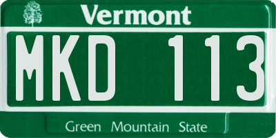 VT license plate MKD113