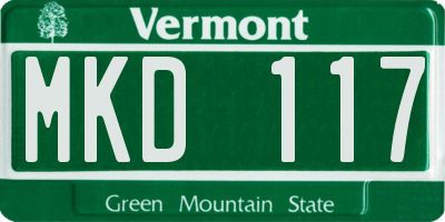 VT license plate MKD117