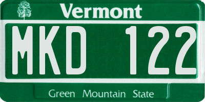 VT license plate MKD122