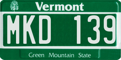 VT license plate MKD139