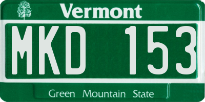 VT license plate MKD153