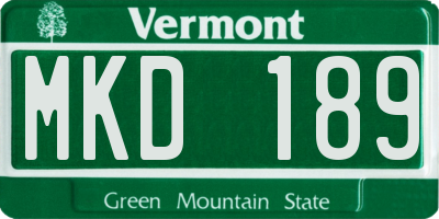 VT license plate MKD189