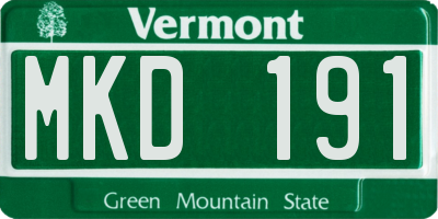VT license plate MKD191