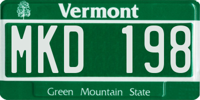 VT license plate MKD198