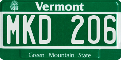 VT license plate MKD206