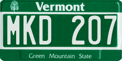VT license plate MKD207