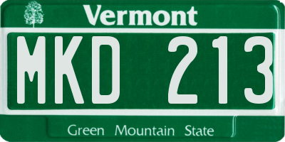 VT license plate MKD213