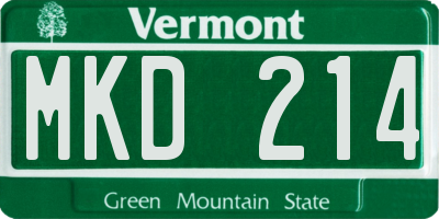 VT license plate MKD214