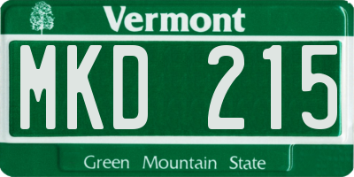 VT license plate MKD215