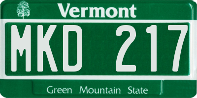 VT license plate MKD217