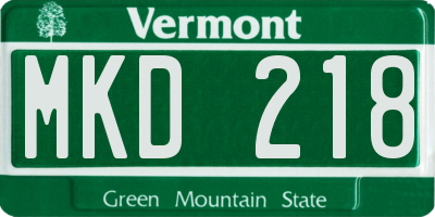 VT license plate MKD218