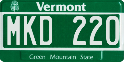 VT license plate MKD220