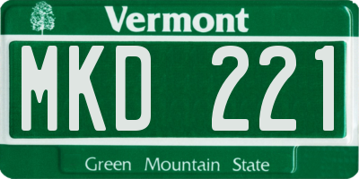 VT license plate MKD221