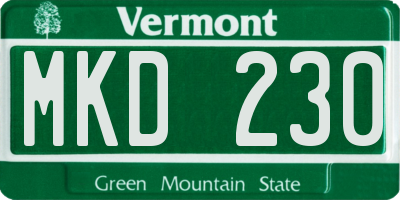 VT license plate MKD230