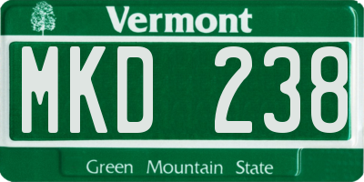VT license plate MKD238