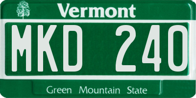 VT license plate MKD240