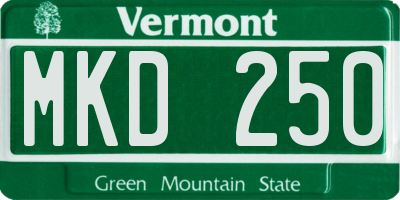 VT license plate MKD250