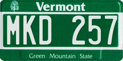 VT license plate MKD257