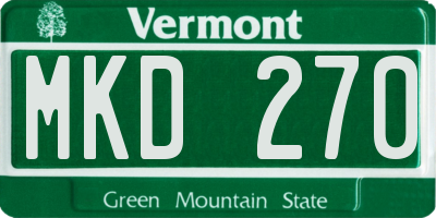 VT license plate MKD270