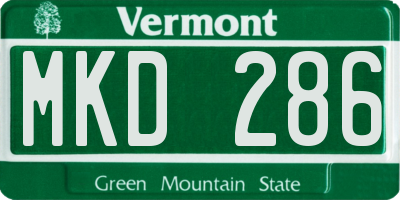 VT license plate MKD286
