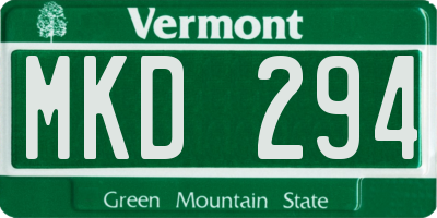 VT license plate MKD294