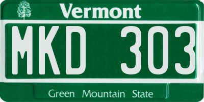 VT license plate MKD303