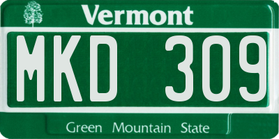 VT license plate MKD309