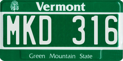 VT license plate MKD316