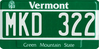 VT license plate MKD322