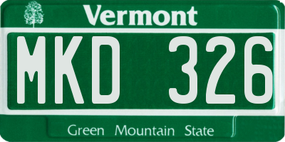 VT license plate MKD326