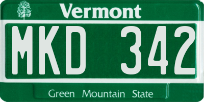 VT license plate MKD342